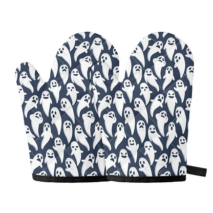 Halloween Ghost Pattern Print Oven Mitts