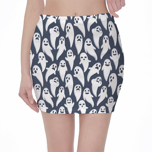 Halloween Ghost Pattern Print Pencil Mini Skirt
