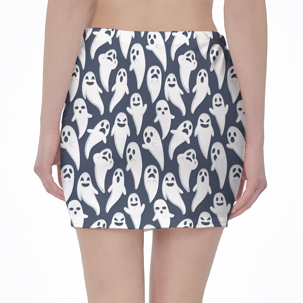 Halloween Ghost Pattern Print Pencil Mini Skirt