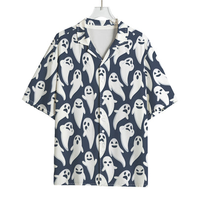 Halloween Ghost Pattern Print Rayon Hawaiian Shirt