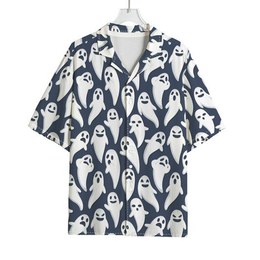 Halloween Ghost Pattern Print Rayon Hawaiian Shirt