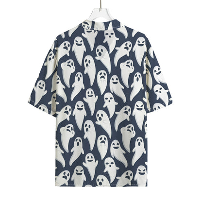 Halloween Ghost Pattern Print Rayon Hawaiian Shirt