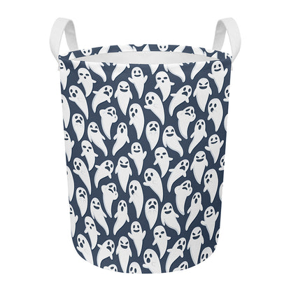 Halloween Ghost Pattern Print Round Laundry Basket