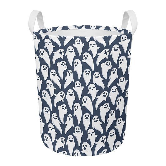 Halloween Ghost Pattern Print Round Laundry Basket