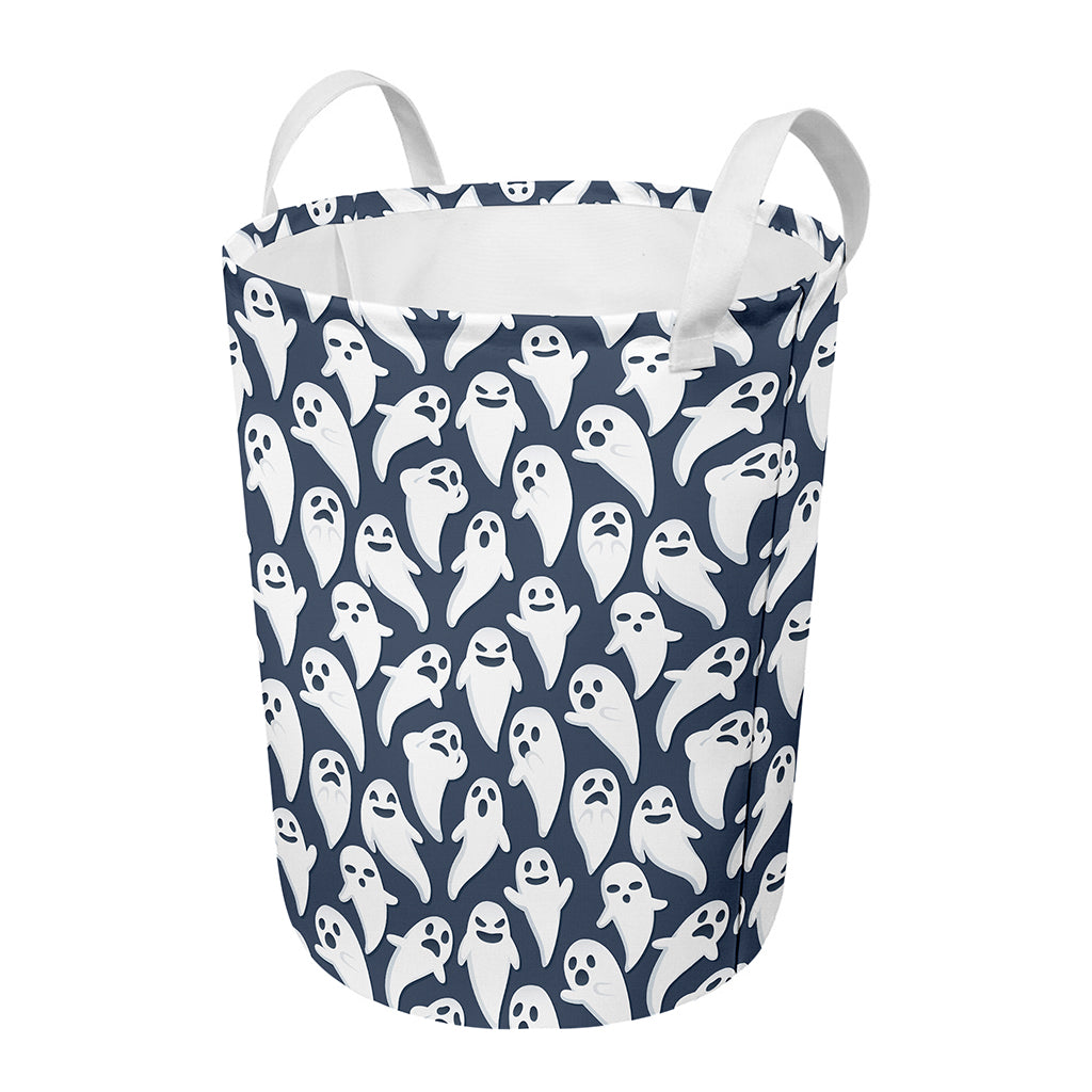 Halloween Ghost Pattern Print Round Laundry Basket