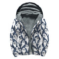 Halloween Ghost Pattern Print Sherpa Lined Zip Up Hoodie