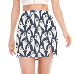 Halloween Ghost Pattern Print Side Slit Mini Skirt