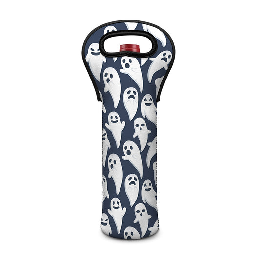 Halloween Ghost Pattern Print Single Neoprene Wine Tote
