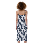 Halloween Ghost Pattern Print Slim Fit Midi Cami Dress