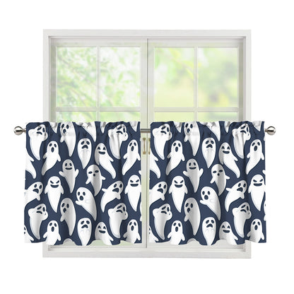 Halloween Ghost Pattern Print Tier Curtains