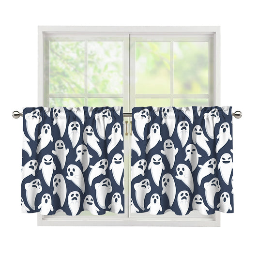 Halloween Ghost Pattern Print Tier Curtains