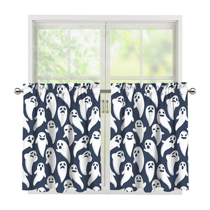 Halloween Ghost Pattern Print Tier Curtains