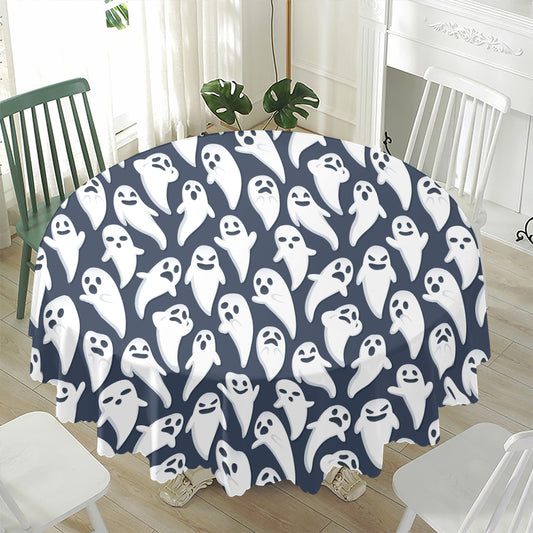Halloween Ghost Pattern Print Waterproof Round Tablecloth