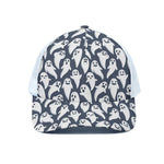 Halloween Ghost Pattern Print White Mesh Trucker Cap