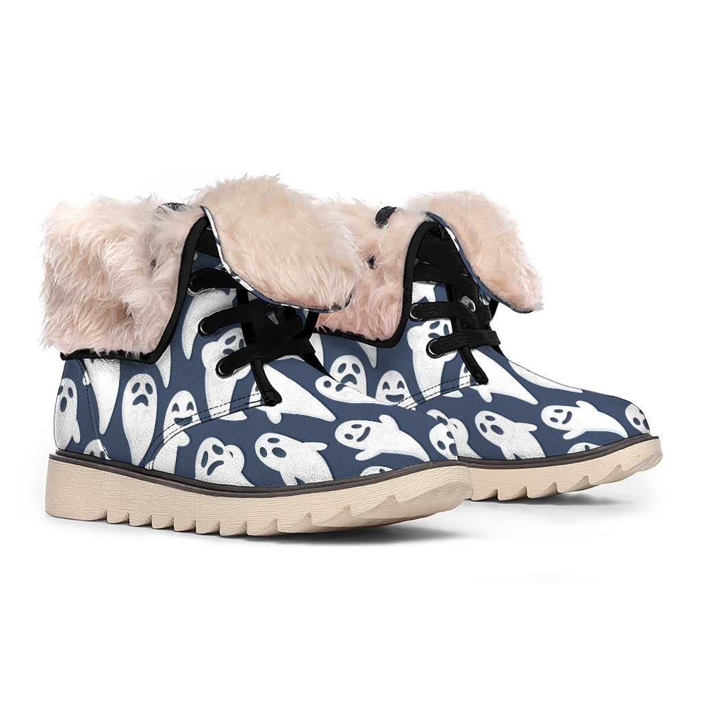 Halloween Ghost Pattern Print Winter Boots
