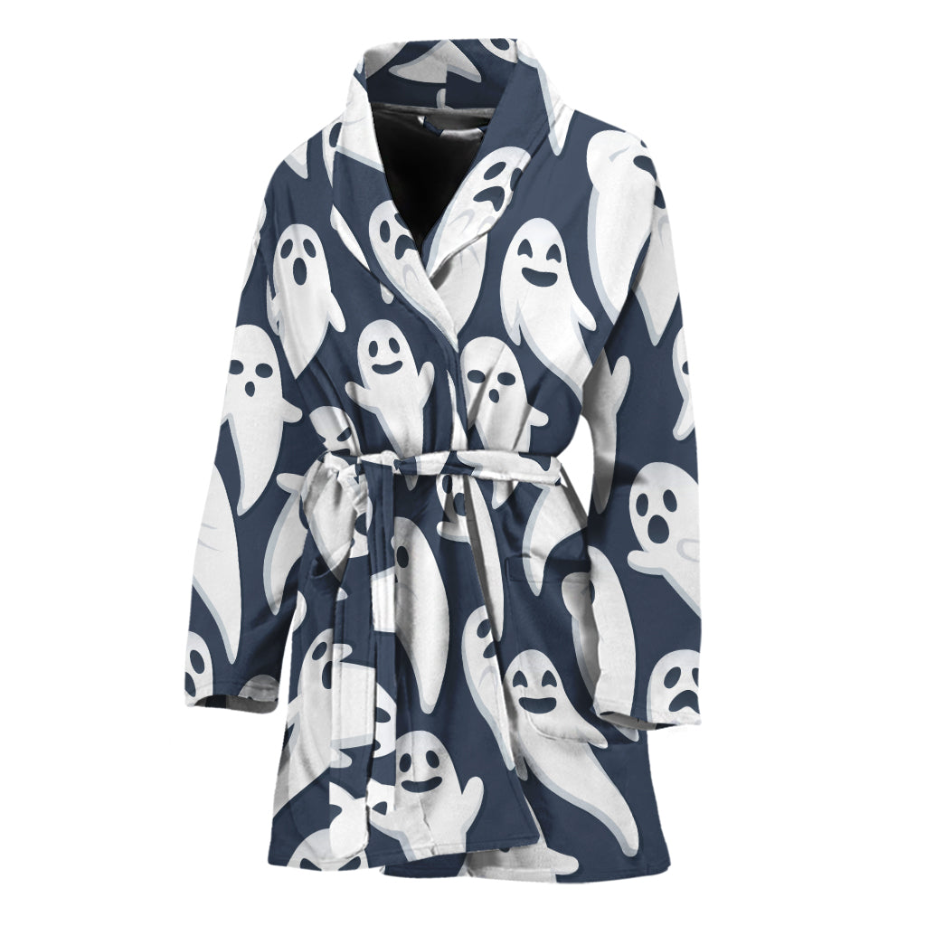 Halloween Ghost Pattern Print Women's Bathrobe
