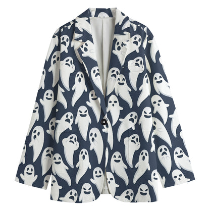 Halloween Ghost Pattern Print Women's Blazer