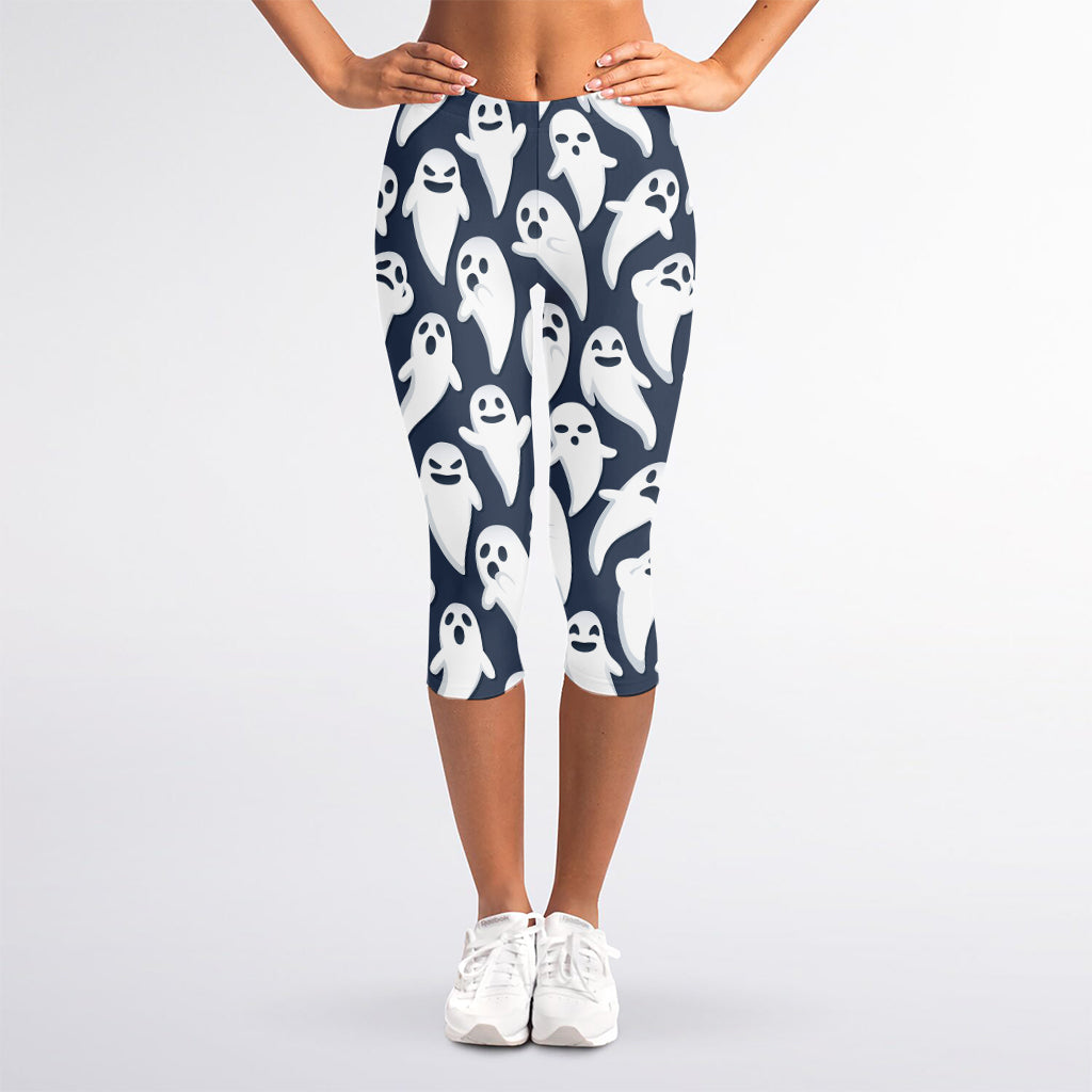 Halloween Ghost Pattern Print Women's Capri Leggings