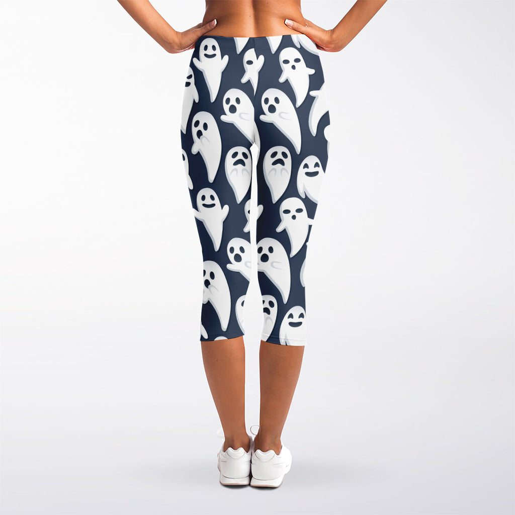 Halloween Ghost Pattern Print Women's Capri Leggings