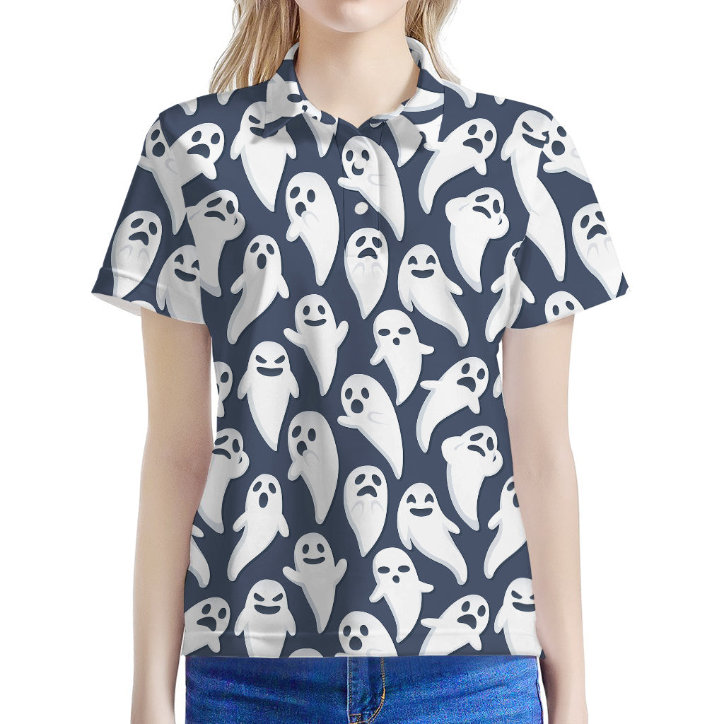 Halloween Ghost Pattern Print Women's Polo Shirt