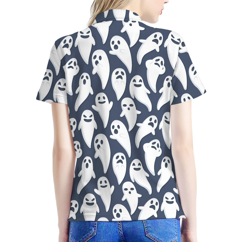 Halloween Ghost Pattern Print Women's Polo Shirt