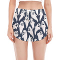 Halloween Ghost Pattern Print Women's Split Running Shorts