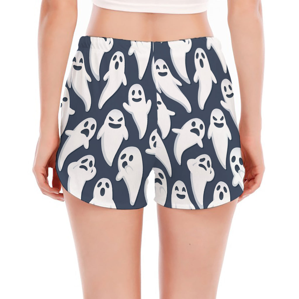 Halloween Ghost Pattern Print Women's Split Running Shorts