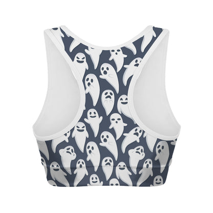 Halloween Ghost Pattern Print Women's Sports Bra
