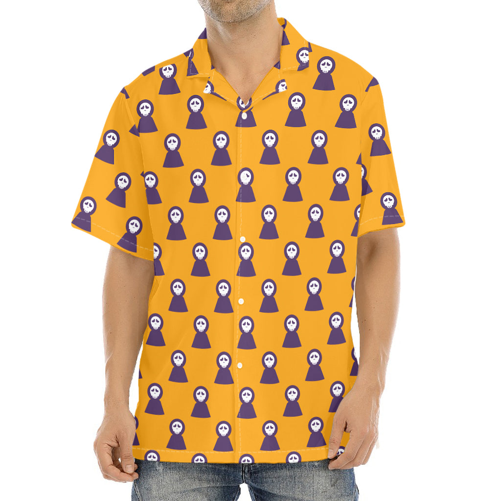 Halloween Grim Reaper Pattern Print Aloha Shirt