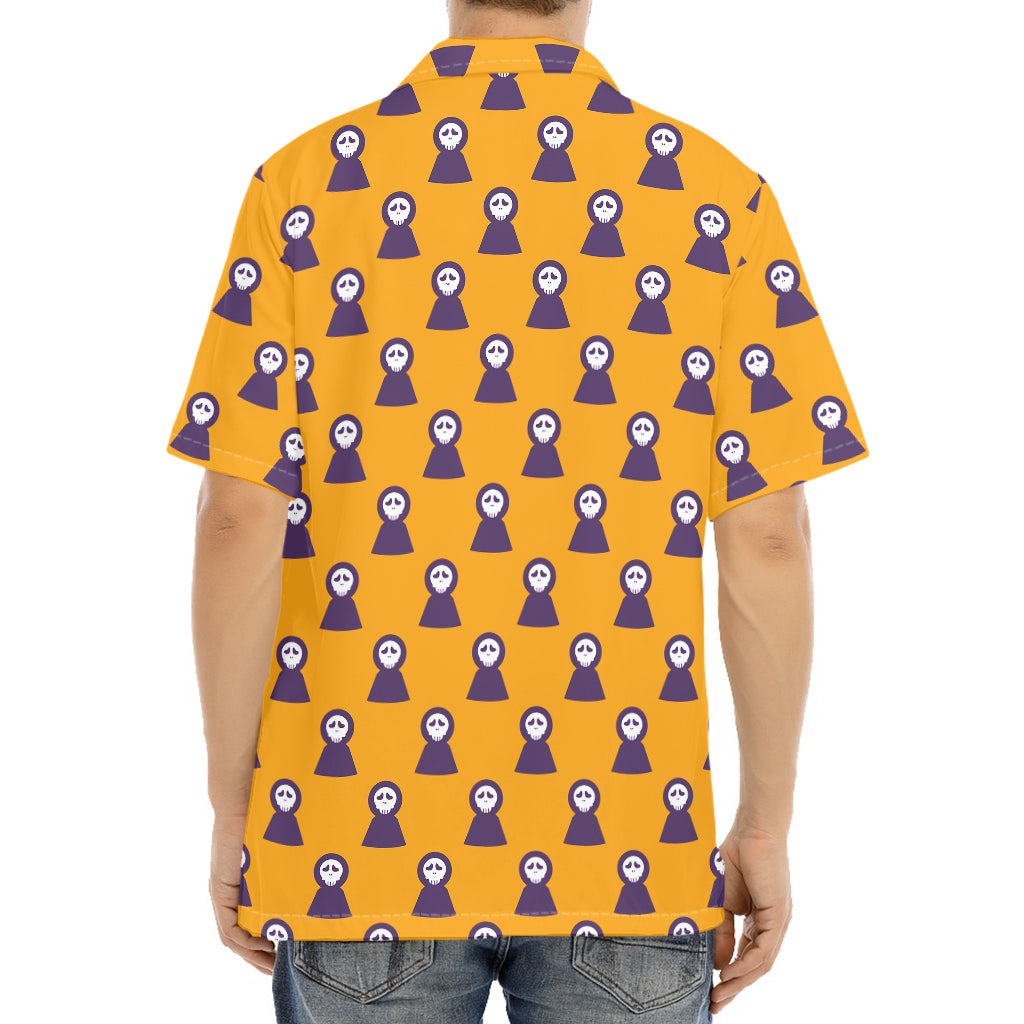 Halloween Grim Reaper Pattern Print Aloha Shirt