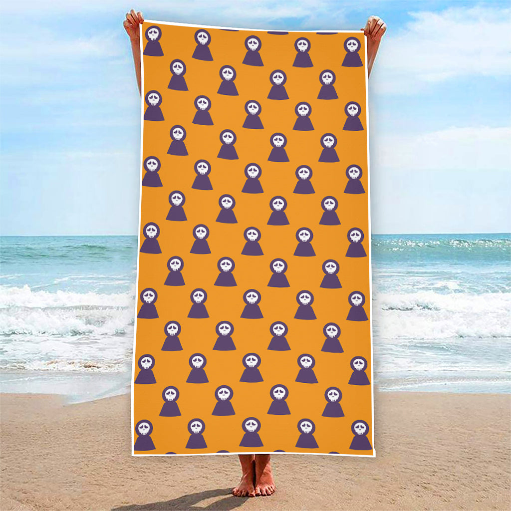 Halloween Grim Reaper Pattern Print Beach Towel