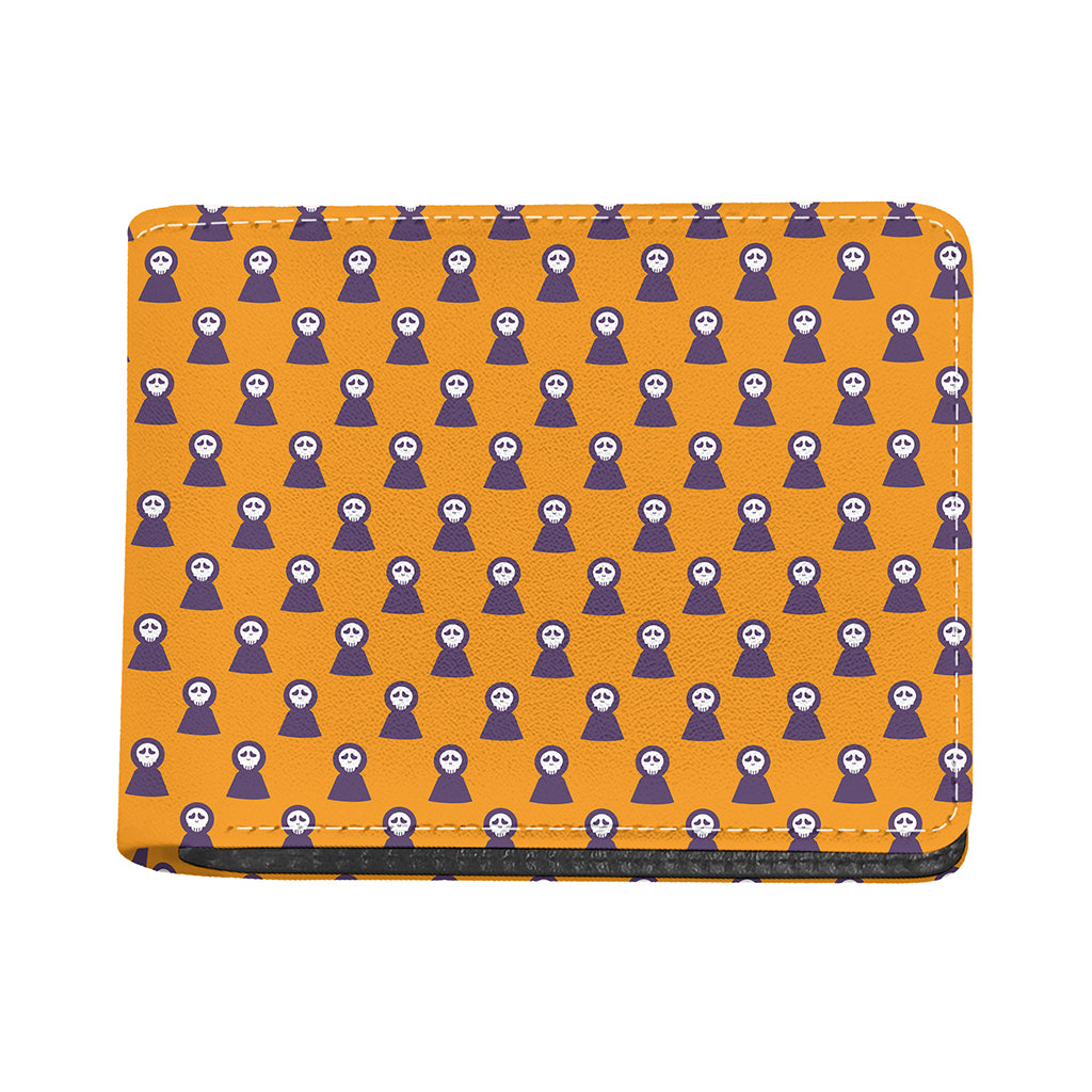 Halloween Grim Reaper Pattern Print Bifold Wallet