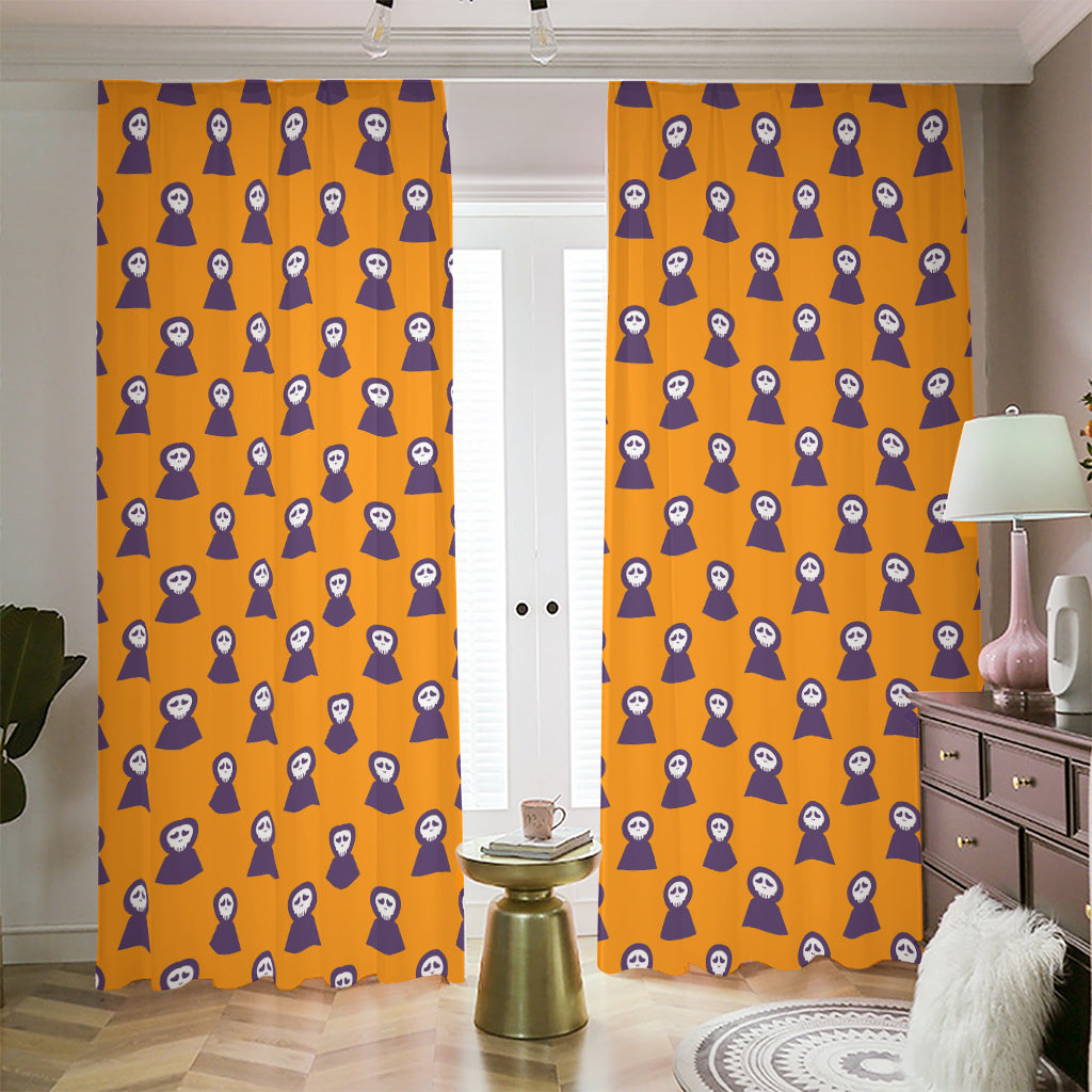 Halloween Grim Reaper Pattern Print Blackout Pencil Pleat Curtains