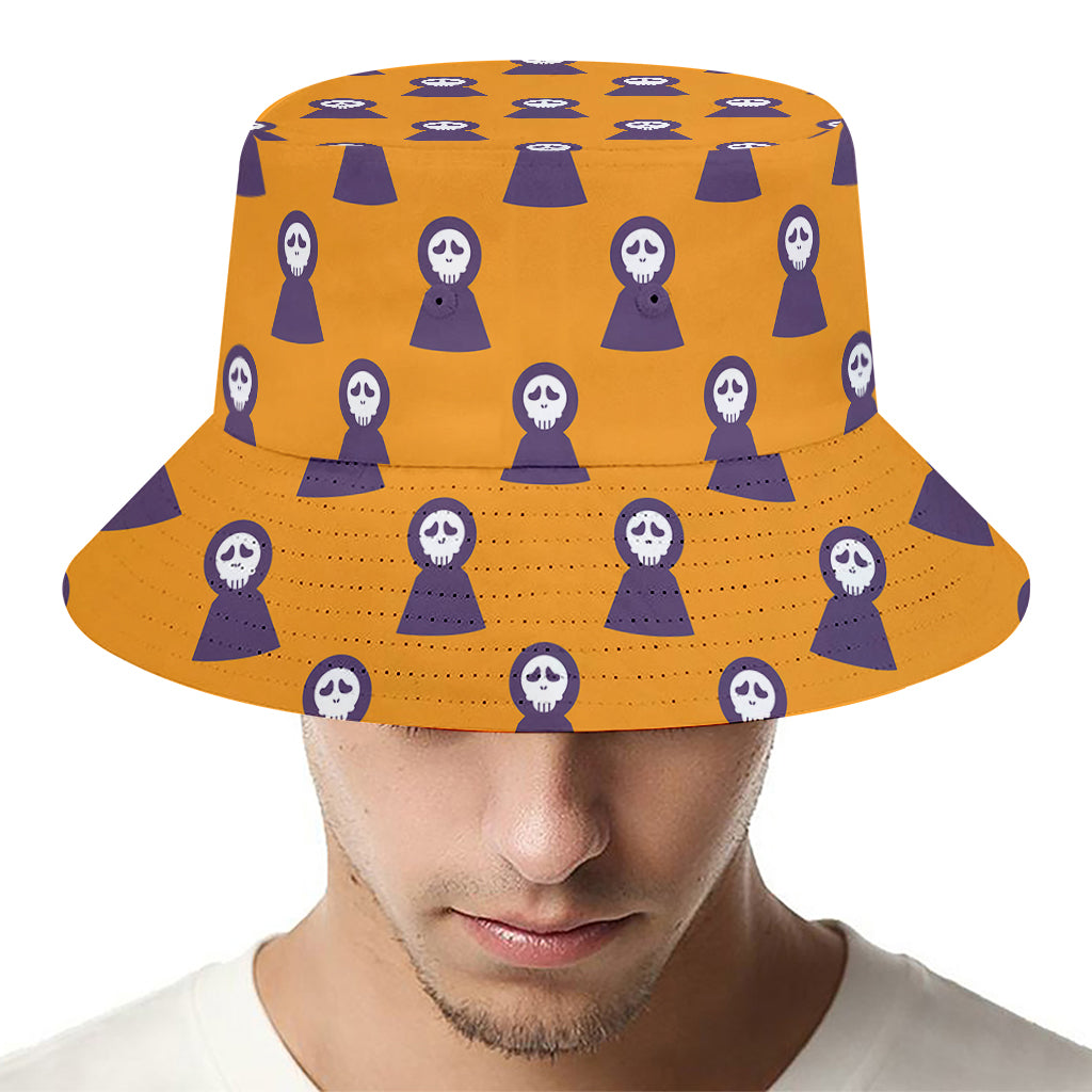 Halloween Grim Reaper Pattern Print Bucket Hat