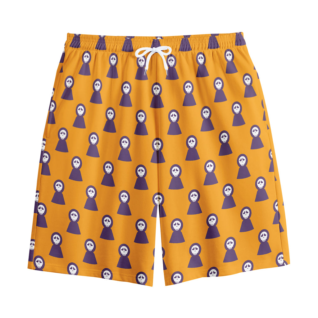 Halloween Grim Reaper Pattern Print Cotton Shorts