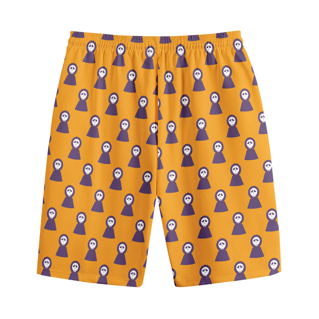 Halloween Grim Reaper Pattern Print Cotton Shorts