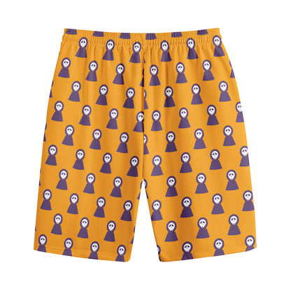 Halloween Grim Reaper Pattern Print Cotton Shorts