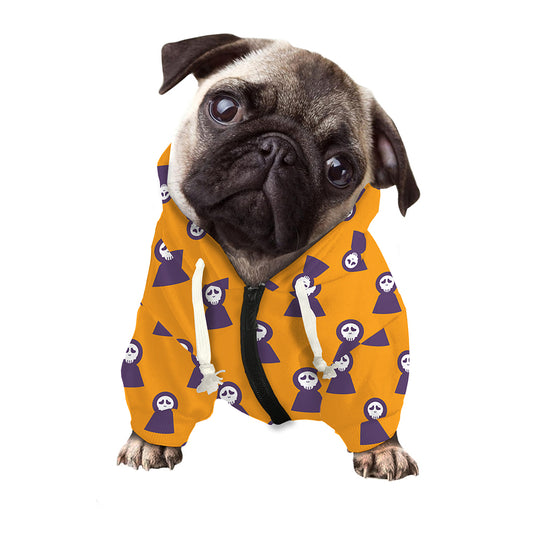 Halloween Grim Reaper Pattern Print Dog Zip Up Hoodie