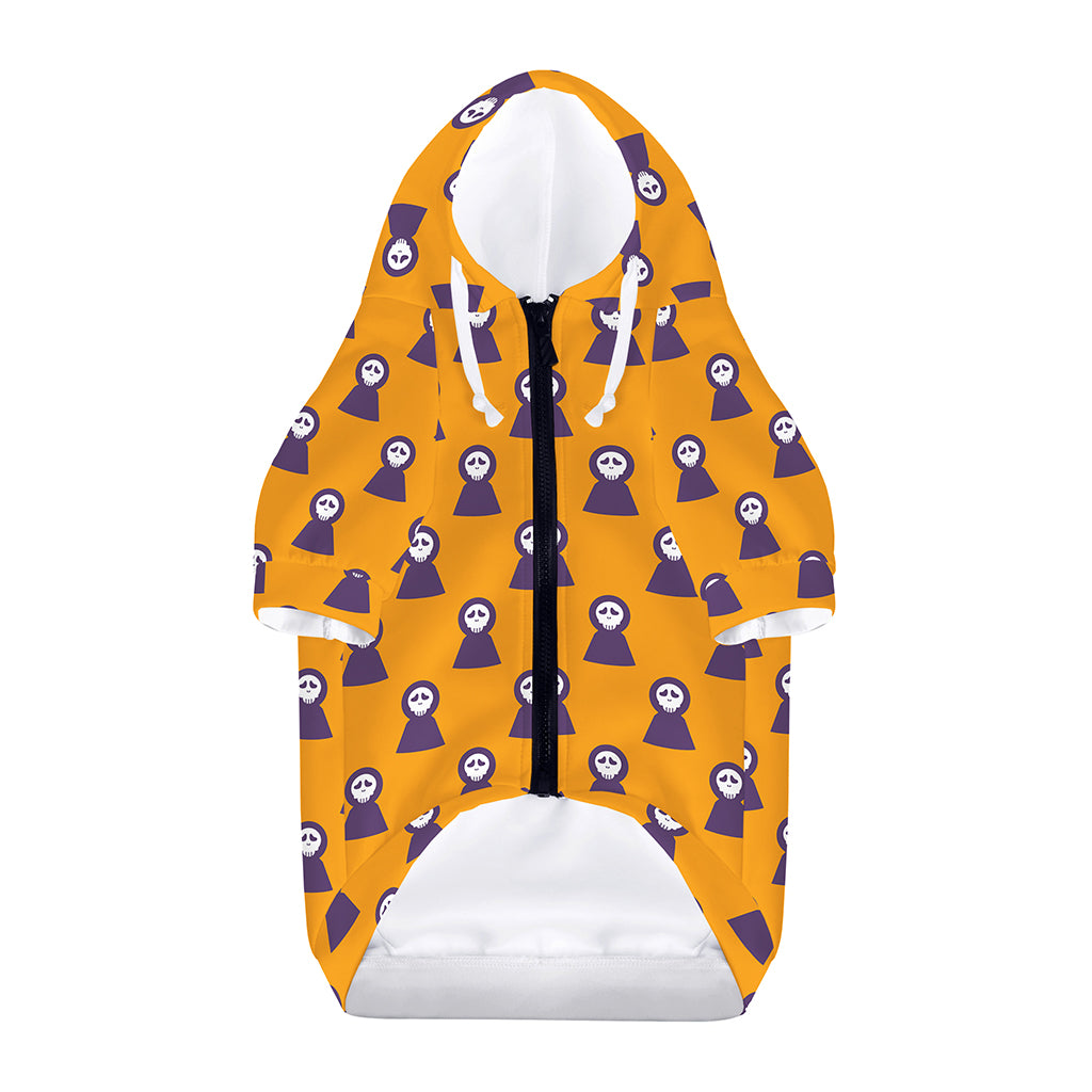Halloween Grim Reaper Pattern Print Dog Zip Up Hoodie