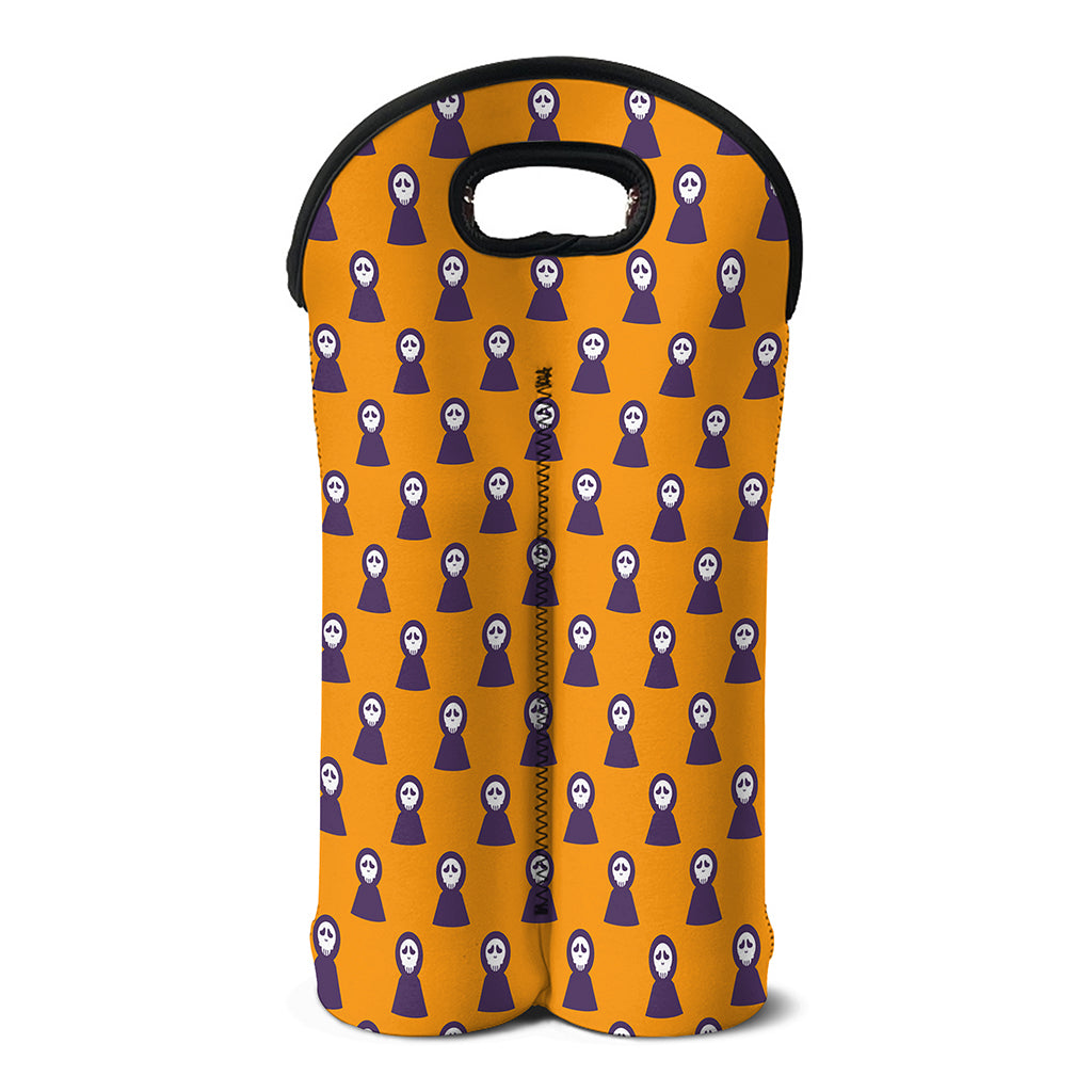Halloween Grim Reaper Pattern Print Double Neoprene Wine Tote
