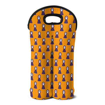 Halloween Grim Reaper Pattern Print Double Neoprene Wine Tote