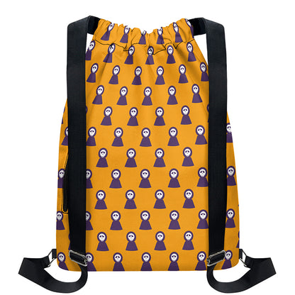 Halloween Grim Reaper Pattern Print Drawstring Backpack
