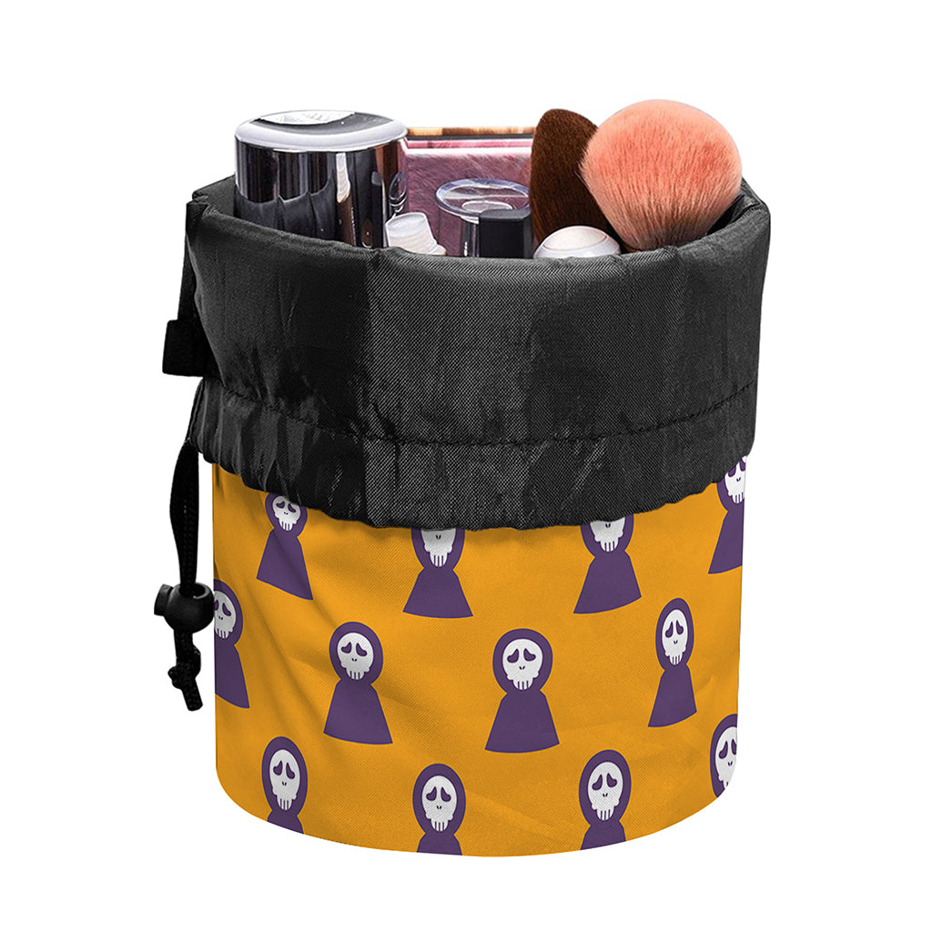 Halloween Grim Reaper Pattern Print Drawstring Makeup Bag