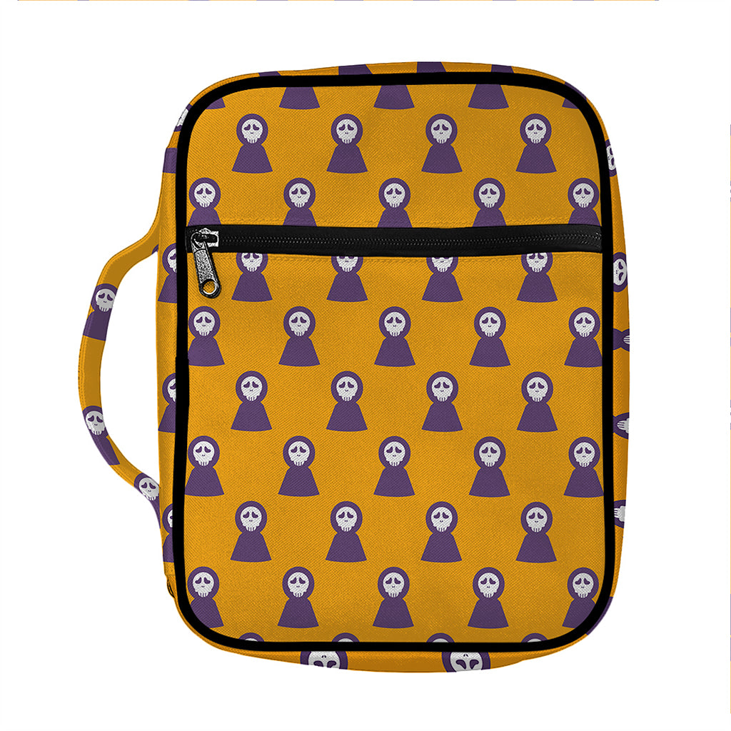 Halloween Grim Reaper Pattern Print Front Pocket Bible Bag