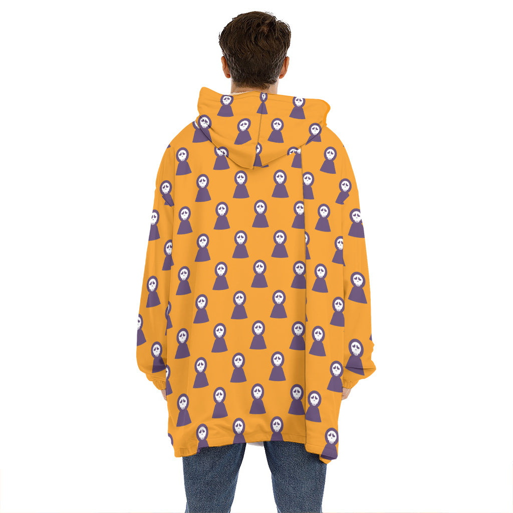 Halloween Grim Reaper Pattern Print Hoodie Blanket