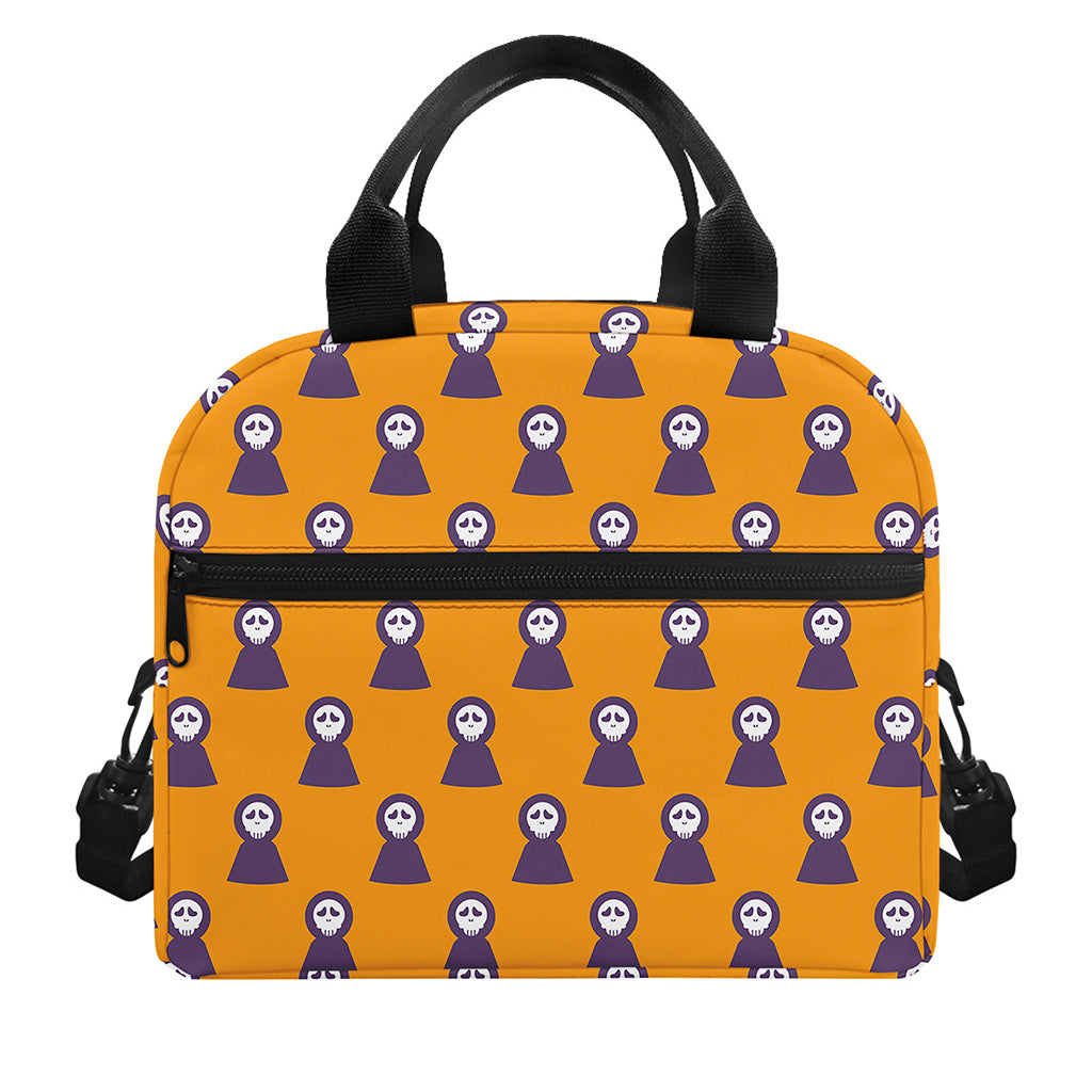 Halloween Grim Reaper Pattern Print Insulated Lunch Bag
