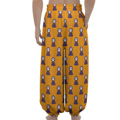 Halloween Grim Reaper Pattern Print Lantern Pants
