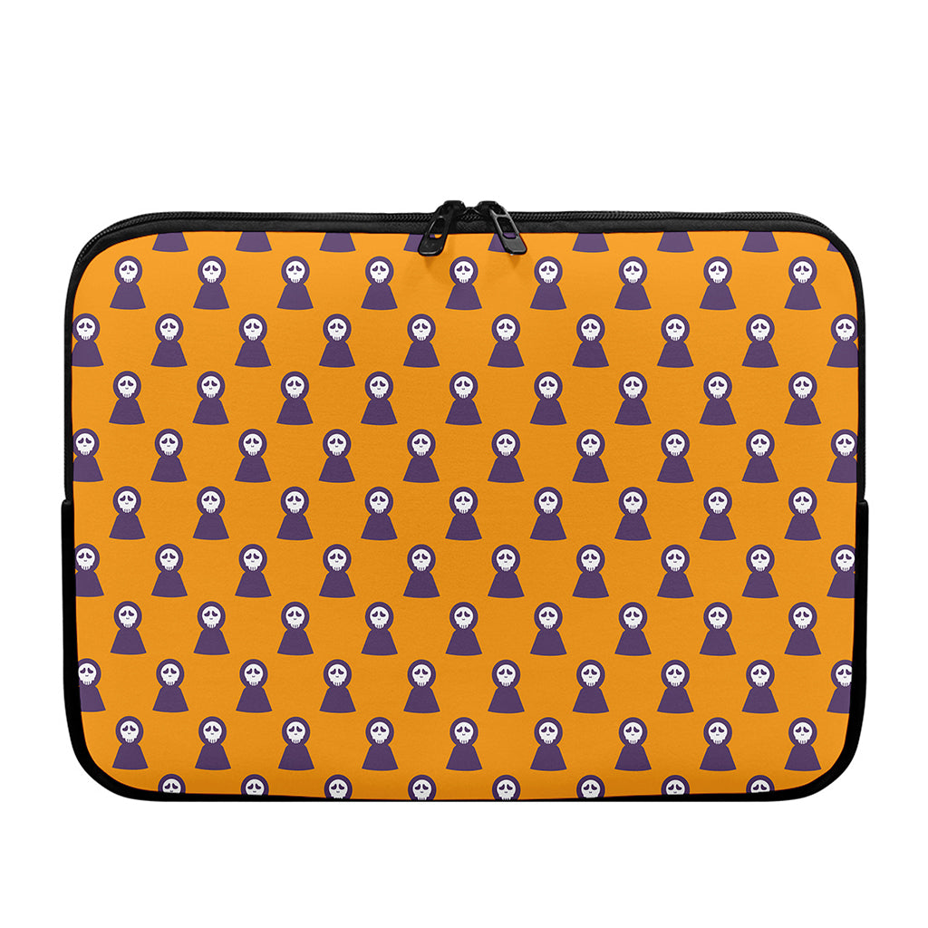 Halloween Grim Reaper Pattern Print Laptop Sleeve
