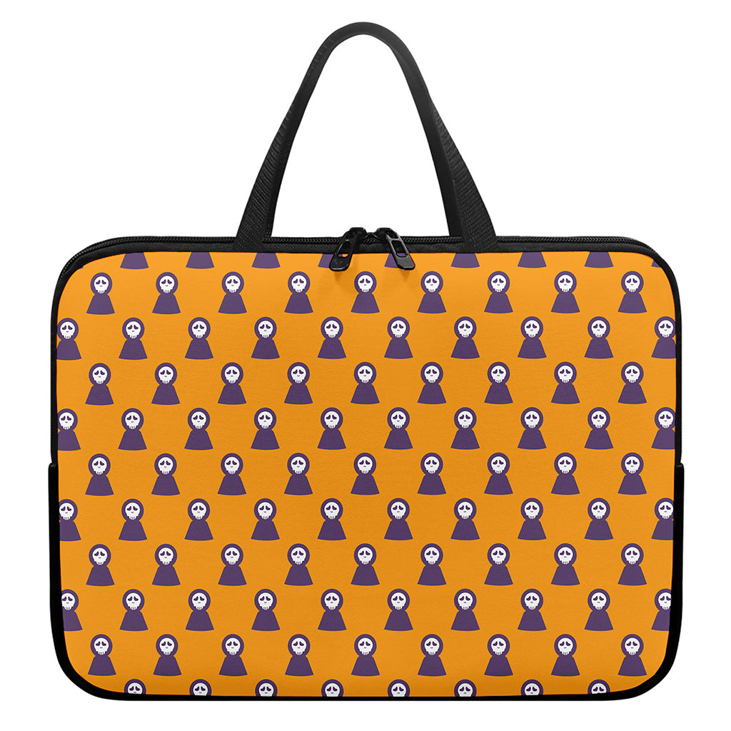 Halloween Grim Reaper Pattern Print Laptop Sleeve With Handle