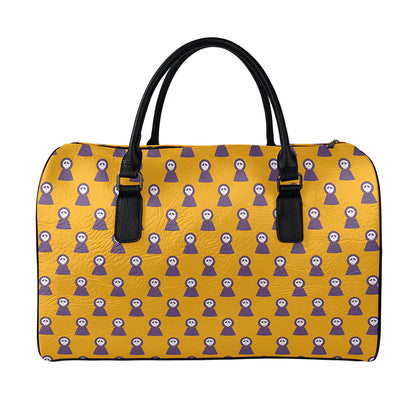 Halloween Grim Reaper Pattern Print Leather Duffle Bag